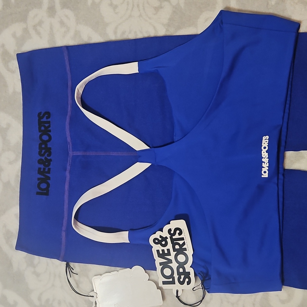 Women's Blue Sports Bra and Leggings Set